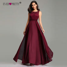 Load image into Gallery viewer, Elegant Prom Dresses Long 2020 Ever Pretty EZ07695 Women's Sexy A-line Sleeveless O-neck Chiffon Lace Cheap Evening Party Gowns