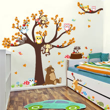 Load image into Gallery viewer, Cartoon Forest Tree Branch Animal Owl Monkey Bear Deer Wall Stickers For Kids Rooms Boys Girls Children Bedroom Home Decor
