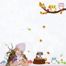 Load image into Gallery viewer, Cartoon Forest Tree Branch Animal Owl Monkey Bear Deer Wall Stickers For Kids Rooms Boys Girls Children Bedroom Home Decor
