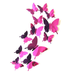 12pcs 3D Mirrors Butterfly Wall Stickers Decal Wall Art Removable Room  Party Wedding Decor Home Deco Wall Sticker for Kids Room