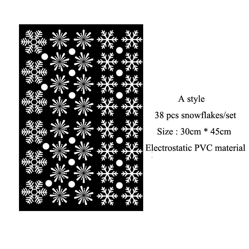 38 pcs/lot snowflake electrostatic Sticker Glass window kids room winter home decoration Christmas Wall Stickers Decal wallpaper