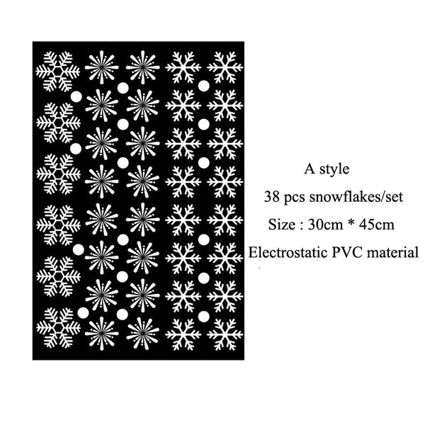 38 pcs/lot snowflake electrostatic Sticker Glass window kids room winter home decoration Christmas Wall Stickers Decal wallpaper