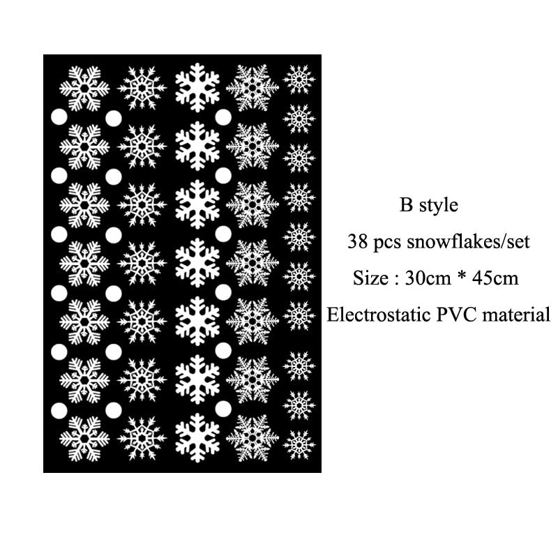 38 pcs/lot snowflake electrostatic Sticker Glass window kids room winter home decoration Christmas Wall Stickers Decal wallpaper