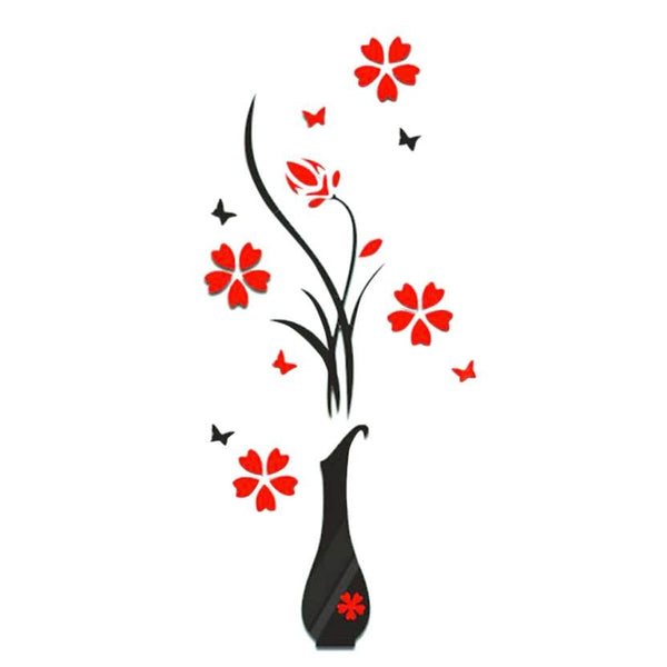 Wall Sticker PE Foam 3D switch stickers DIY Vase Flower Tree Crystal Arcylic 3D Wall Stickers Decal Home Decor Apr4