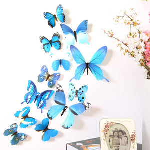 12pcs Decal Wall Stickers Home Decorations 3D Butterfly Rainbow sticked on most smooth and solid wall stickers наклейки на стену