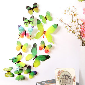 12pcs Decal Wall Stickers Home Decorations 3D Butterfly Rainbow sticked on most smooth and solid wall stickers наклейки на стену