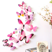 Load image into Gallery viewer, 12pcs Decal Wall Stickers Home Decorations 3D Butterfly Rainbow sticked on most smooth and solid wall stickers наклейки на стену
