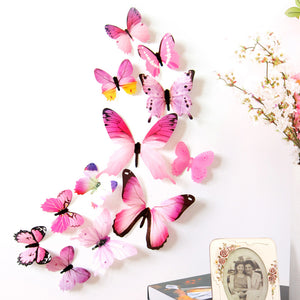 12pcs Decal Wall Stickers Home Decorations 3D Butterfly Rainbow sticked on most smooth and solid wall stickers наклейки на стену