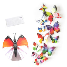 Load image into Gallery viewer, 12Pcs Double Layer Butterfly Art Wall Refrigerator Sticker Home Decor DIY Wedding Party Sticker Wall Butterflies Fridge Sticker
