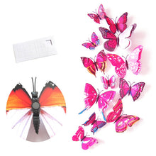 Load image into Gallery viewer, 12Pcs Double Layer Butterfly Art Wall Refrigerator Sticker Home Decor DIY Wedding Party Sticker Wall Butterflies Fridge Sticker
