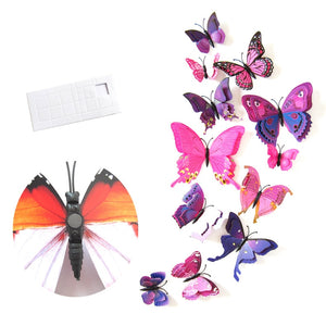 12Pcs Double Layer Butterfly Art Wall Refrigerator Sticker Home Decor DIY Wedding Party Sticker Wall Butterflies Fridge Sticker