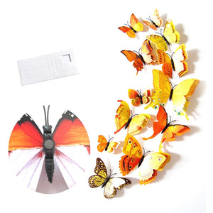 12Pcs Double Layer Butterfly Art Wall Refrigerator Sticker Home Decor DIY Wedding Party Sticker Wall Butterflies Fridge Sticker