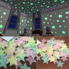 Load image into Gallery viewer, 100PC Kids Bedroom Fluorescent Glow In The Dark Stars Glow Wall Stickers Stars Luminous luminous glow sticker color 8.13
