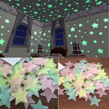 Load image into Gallery viewer, 100PC Kids Bedroom Fluorescent Glow In The Dark Stars Glow Wall Stickers Stars Luminous luminous glow sticker color 8.13
