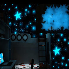 Load image into Gallery viewer, 100PC Kids Bedroom Fluorescent Glow In The Dark Stars Glow Wall Stickers Stars Luminous luminous glow sticker color 8.13
